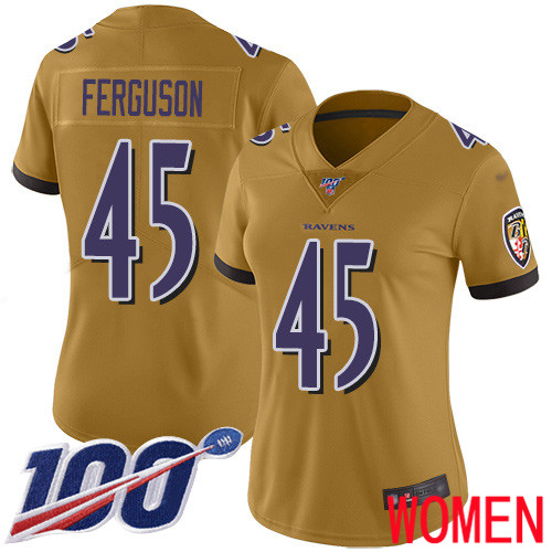 Baltimore Ravens Limited Gold Women Jaylon Ferguson Jersey NFL Football 45 100th Season Inverted Legend